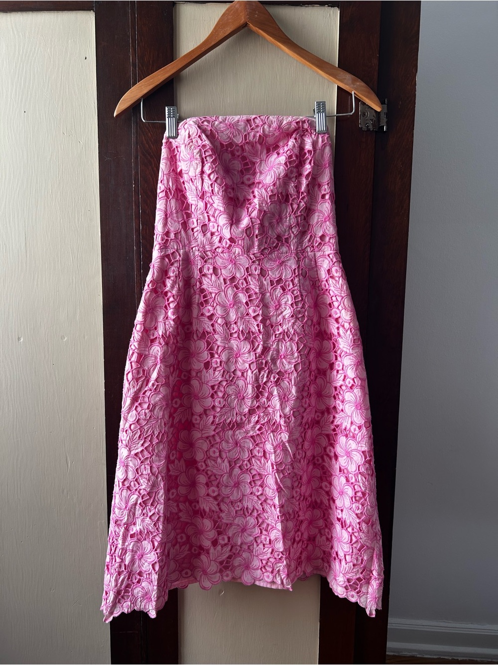 Lilly Pulitzer Strapless Pink Floral Midi Dress - Picture 1 of 6